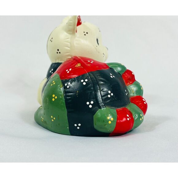 Vtg Enesco Calico Patchwork Cat Bank Footprints - Picture 5 of 9